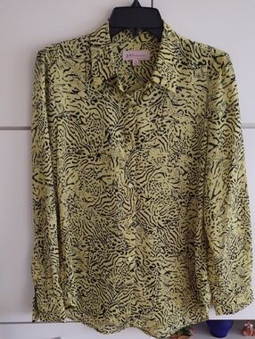 Philosophy Yellow-Green Animal Print Button-Down Shirt